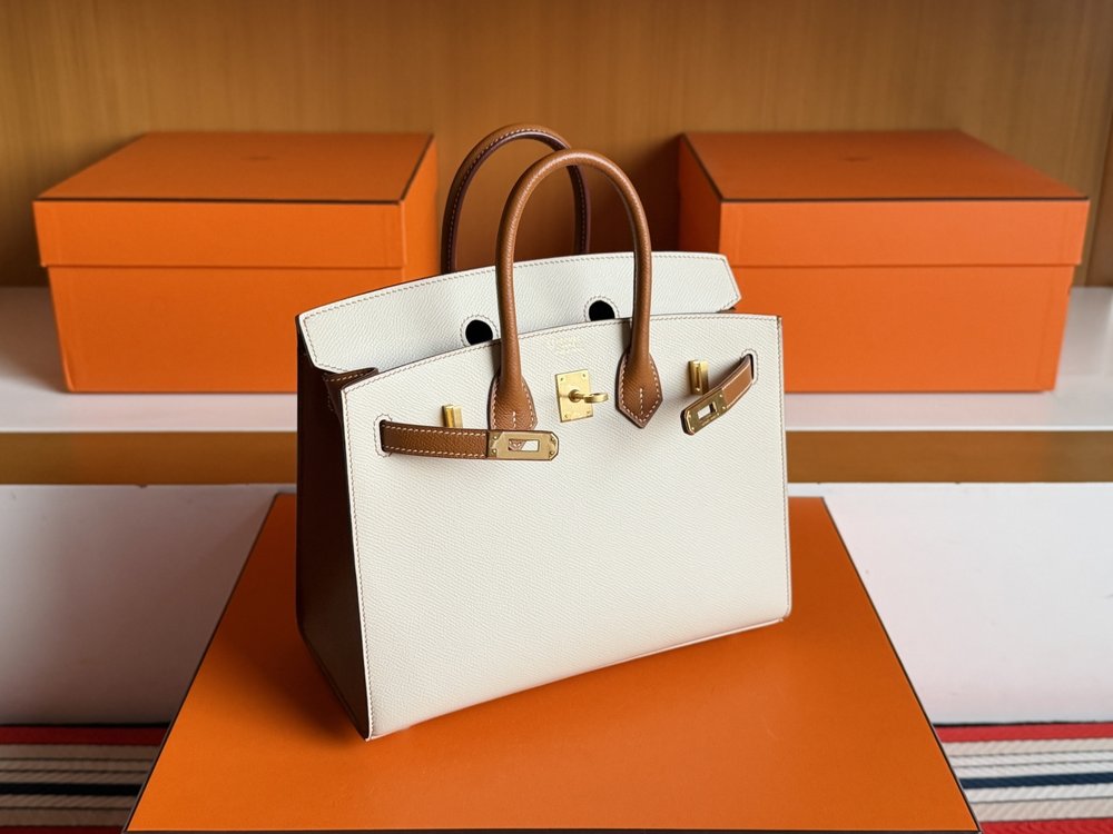 맞춤 제작 투톤 Birkin 25cm 핸드백 001-283389