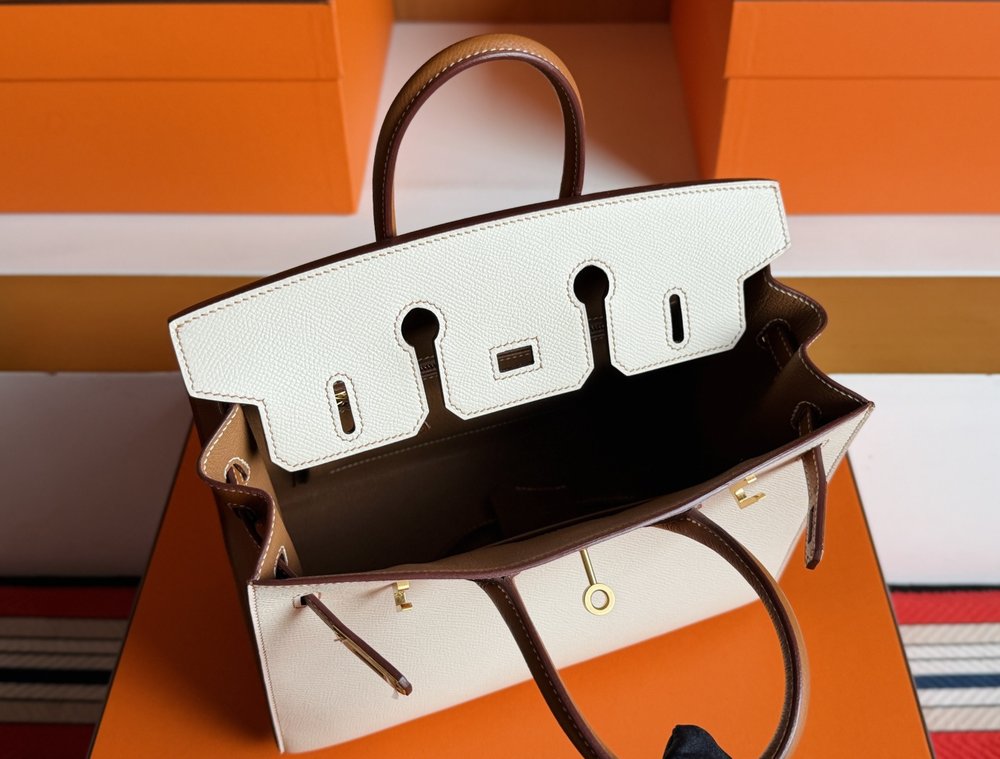 맞춤 제작 투톤 Birkin 25cm 핸드백 001-283389