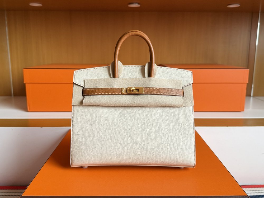 맞춤 제작 투톤 Birkin 25cm 핸드백 001-283389