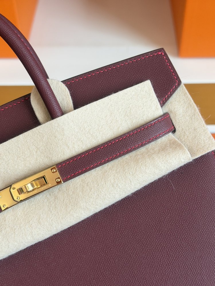 에르메스 레드 스몰 크로스 그레인 버킨 25cm 001-283390