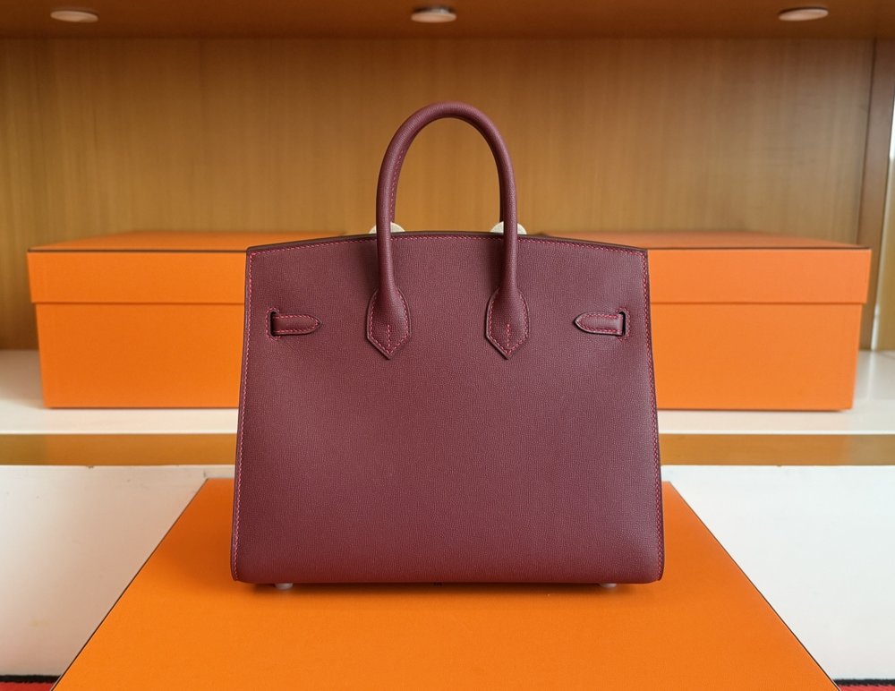 에르메스 레드 스몰 크로스 그레인 버킨 25cm 001-283390