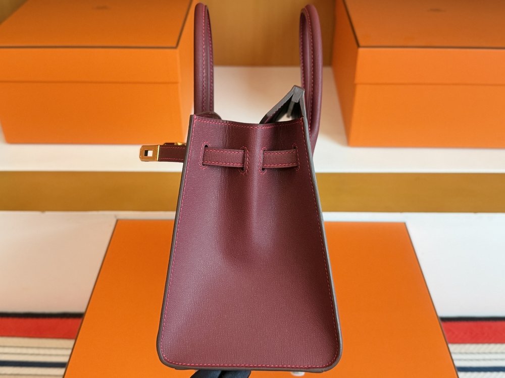 에르메스 레드 스몰 크로스 그레인 버킨 25cm 001-283390