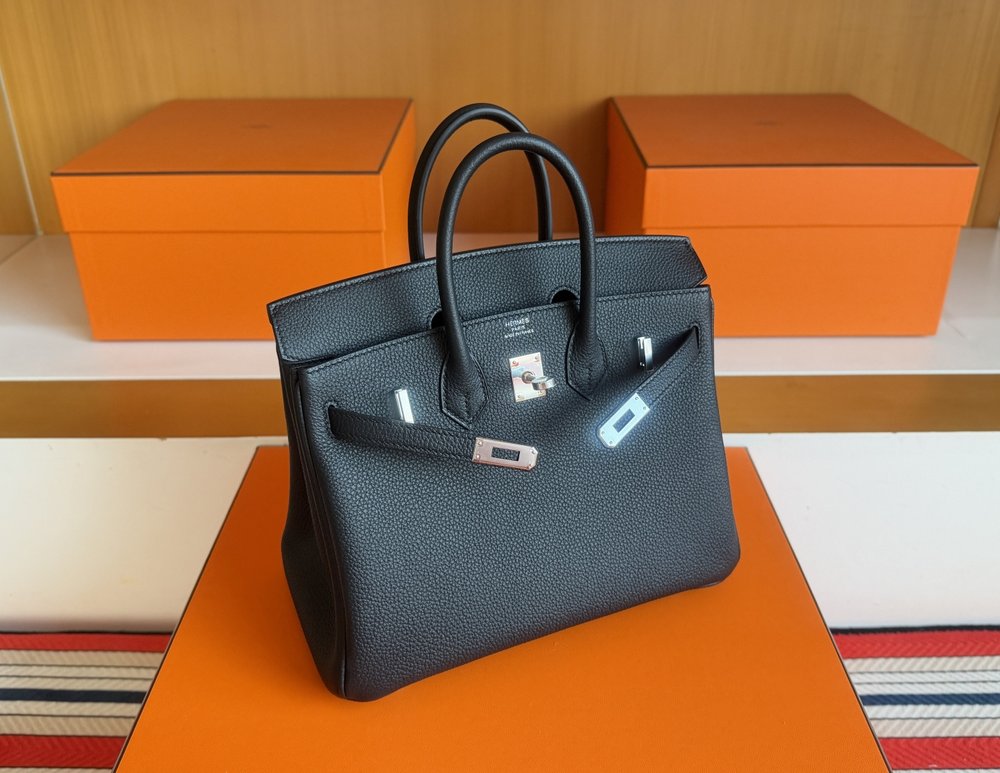 에르메스 버킨 25cm 블랙 토고 가죽 실버 버클 백 001-283392