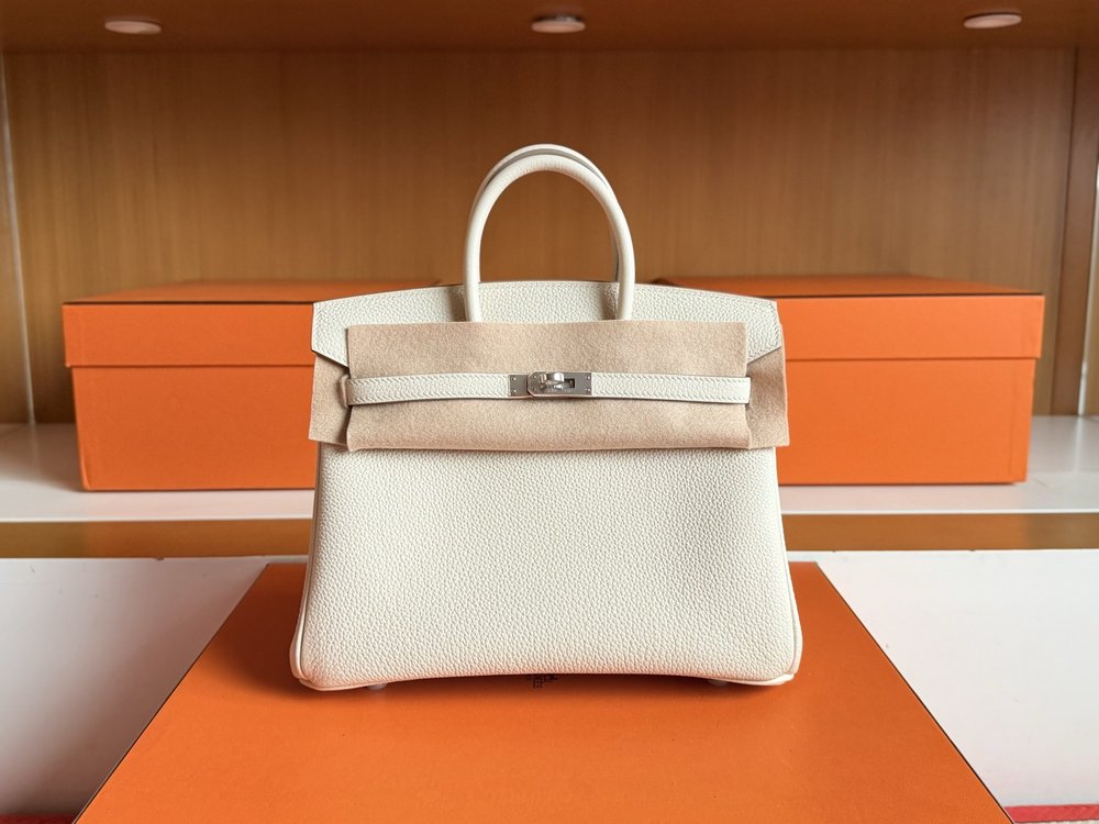 에르메스 버킨 25cm 토고 가죽 실버 버클 핸드백 001-283393