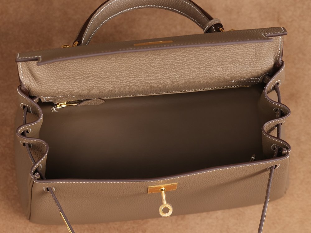 에르메스 켈리 28cm 인셈 코끼리회색 골드 버클 토고 001-283400