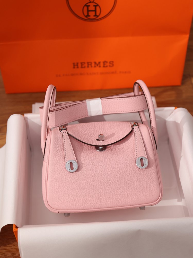 에르메스 Lindy Mini 19cm 벚꽃핑크 실버 버 001-283414