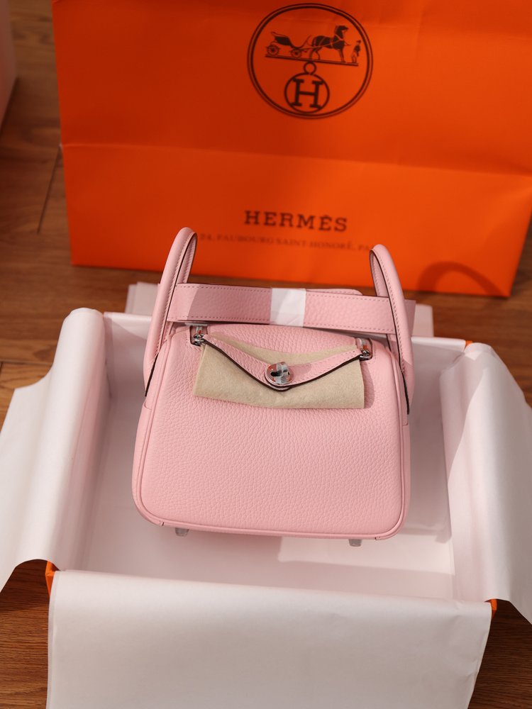 에르메스 Lindy Mini 19cm 벚꽃핑크 실버 버 001-283414