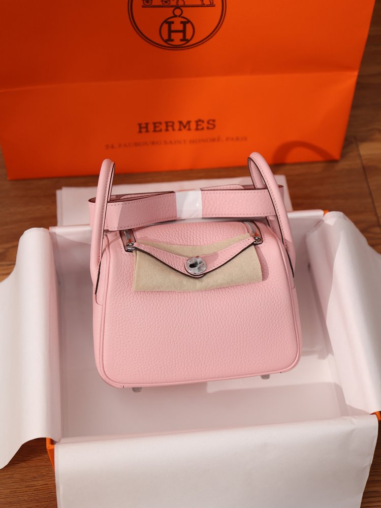 에르메스 Lindy Mini 19cm 벚꽃핑크 실버 버 001-283414