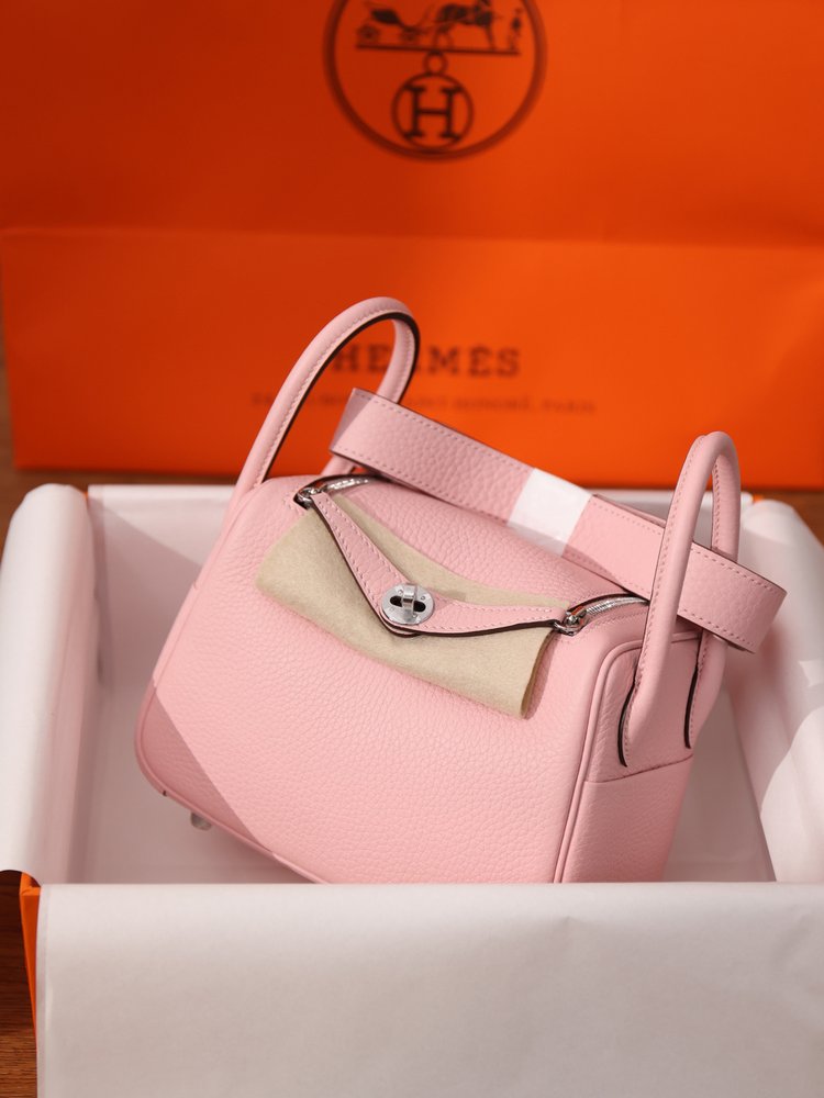 에르메스 Lindy Mini 19cm 벚꽃핑크 실버 버 001-283414