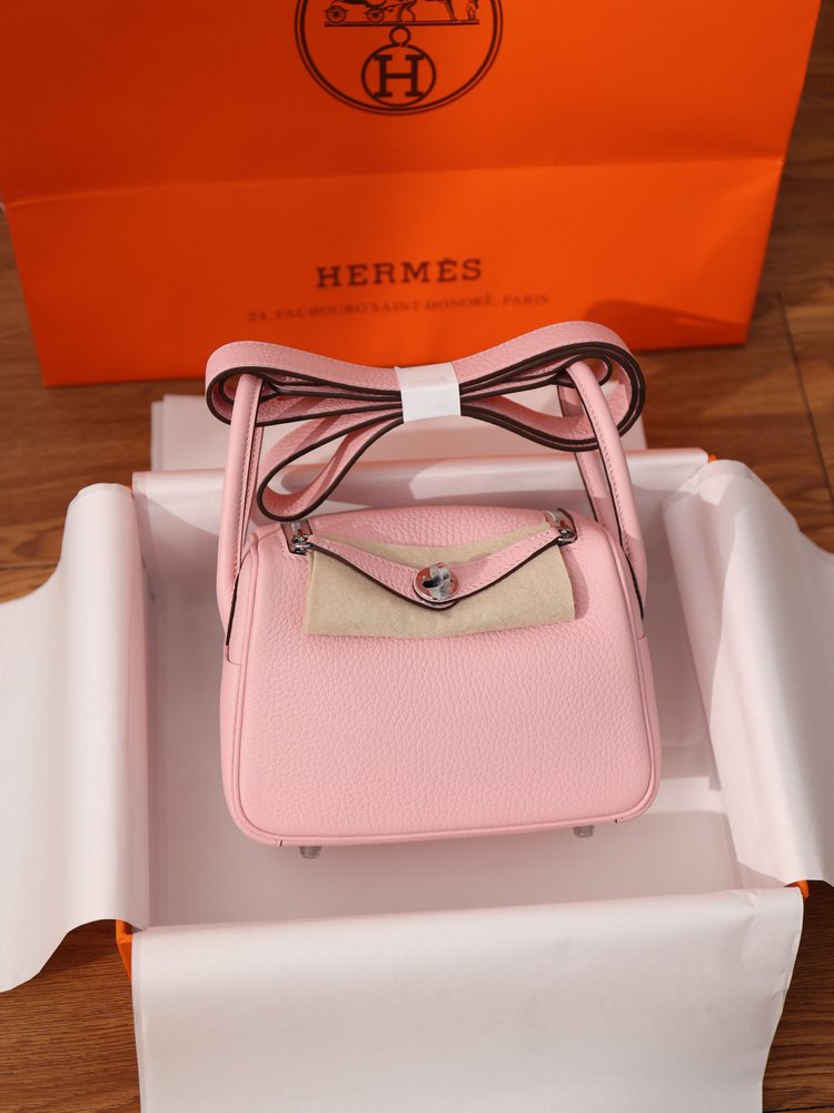 에르메스 Lindy Mini 19cm 벚꽃핑크 실버 버 001-283414