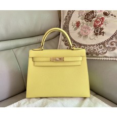에르메스 켈리 28cm 9R 레몬옐로우 골드버클 핸드메 001-283444