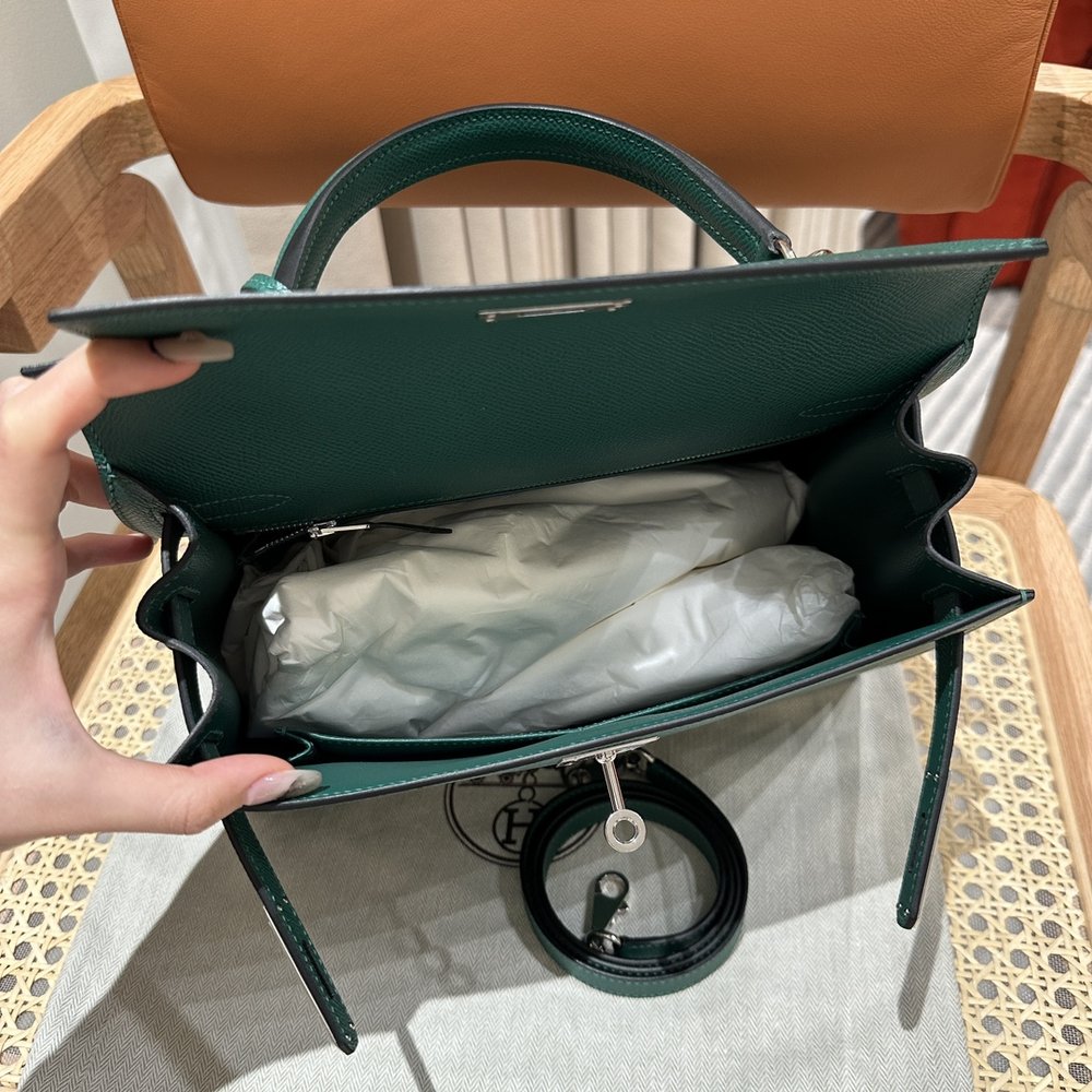 에르메스 켈리 28cm 파피용 실버 버클 백 001-283447