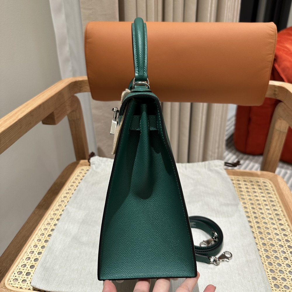 에르메스 켈리 28cm 파피용 실버 버클 백 001-283447