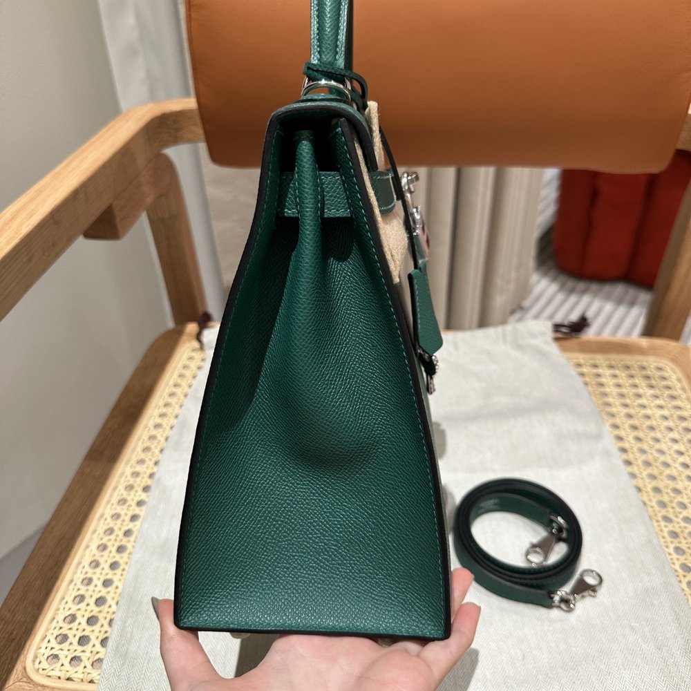 에르메스 켈리 28cm 파피용 실버 버클 백 001-283447