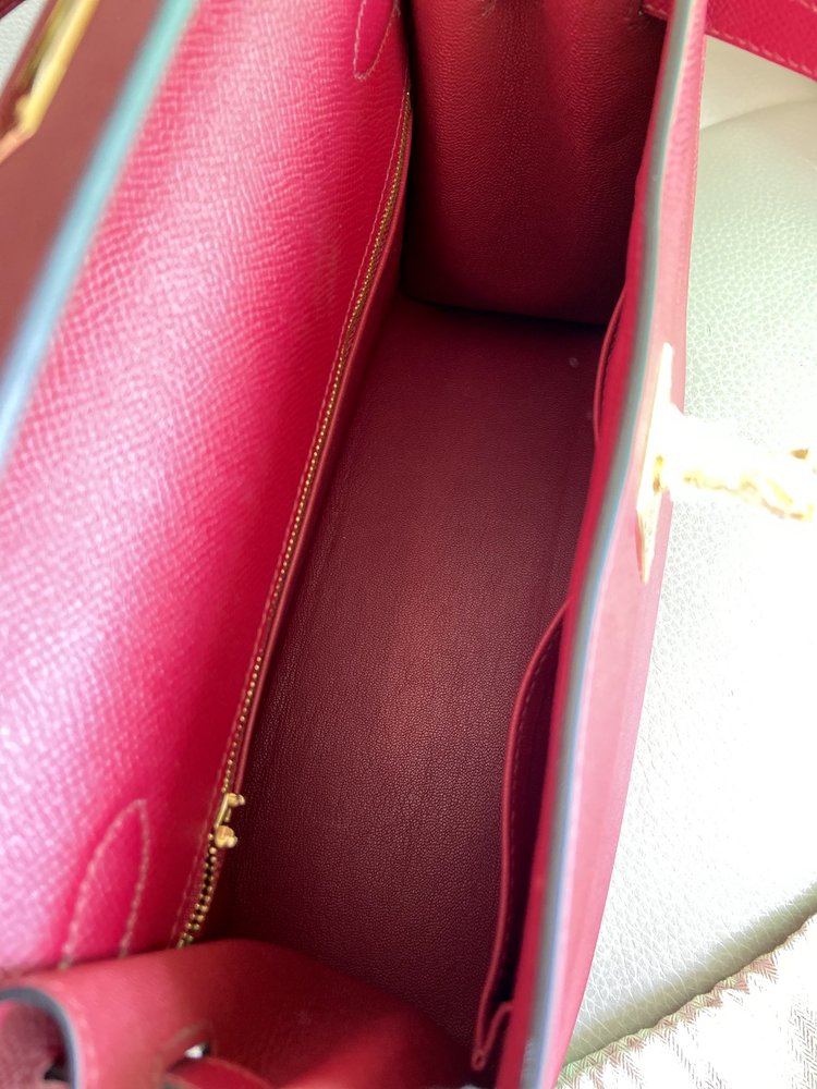 에르메스 켈리28cm 골드 잠금장치 엡솜 루비레드 핸드 001-283458