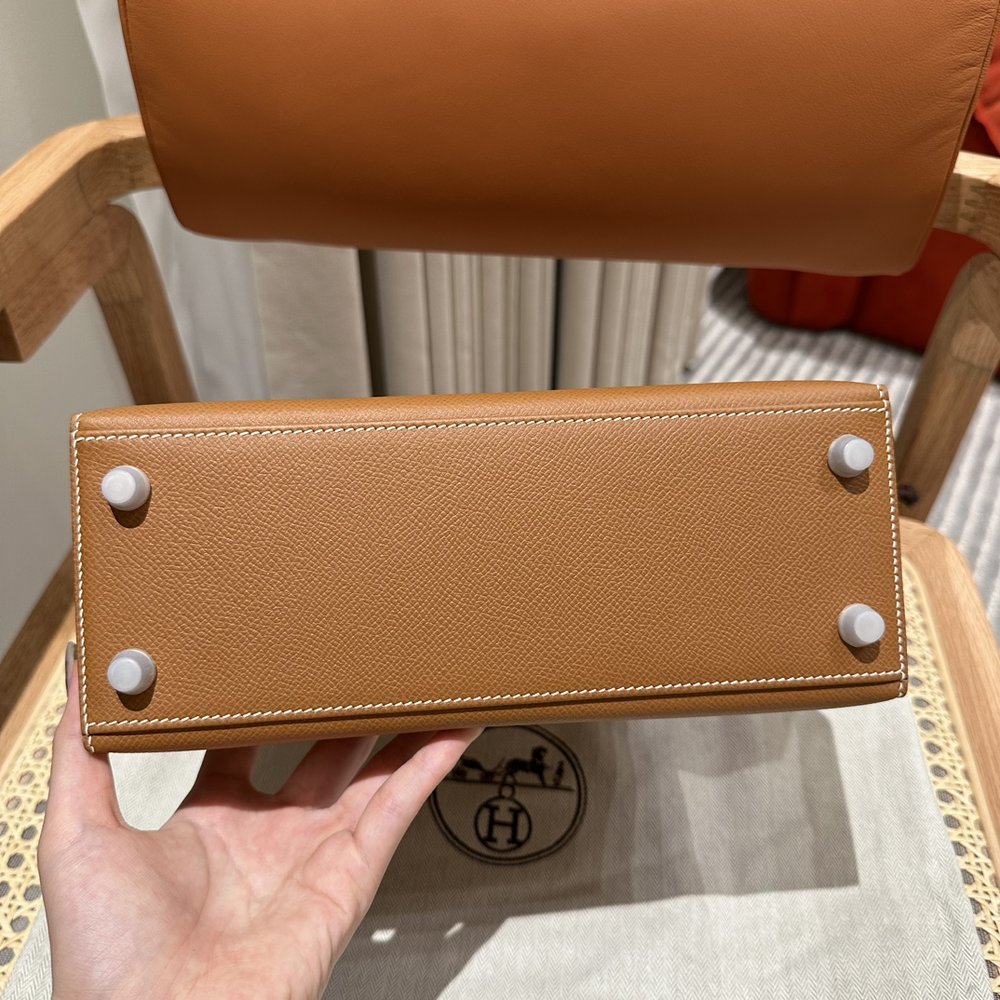 에르메스 켈리 25cm 골드 에프솜 실버 버클 핸드메이 001-283489
