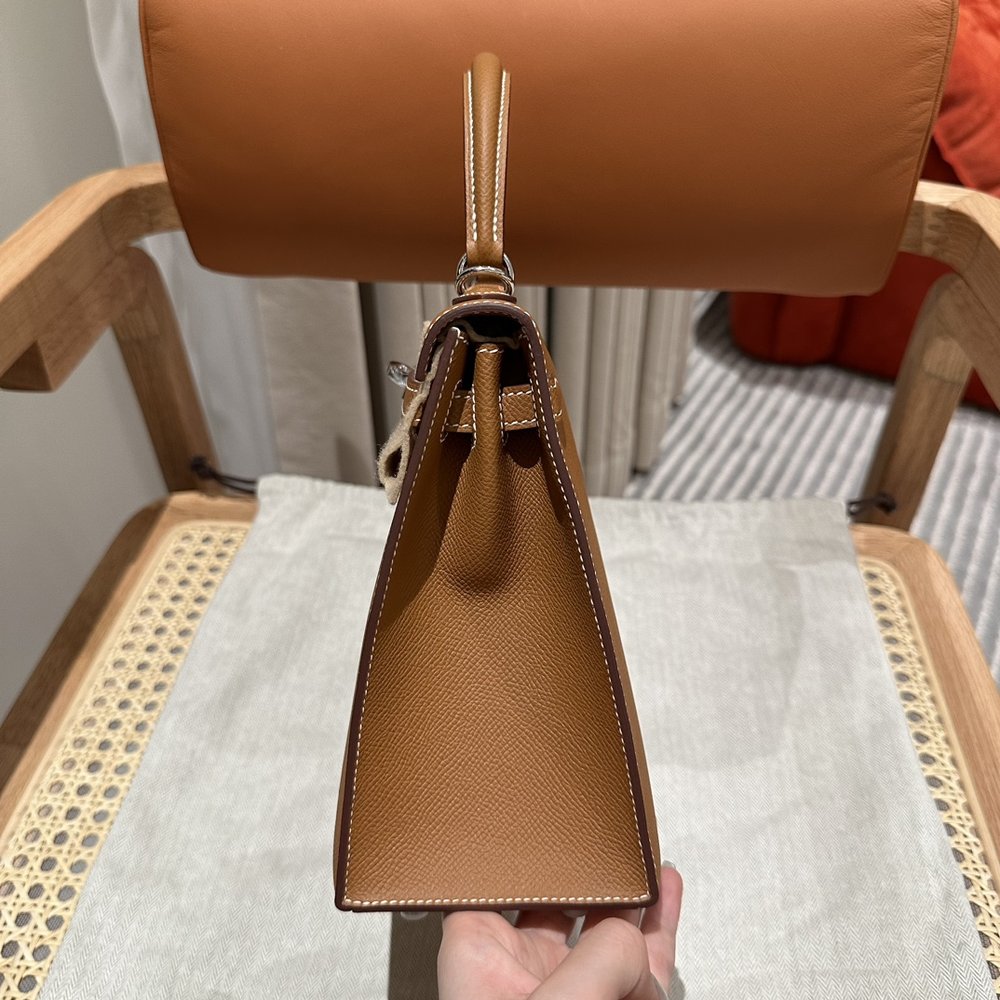 에르메스 켈리 25cm 골드 에프솜 실버 버클 핸드메이 001-283489