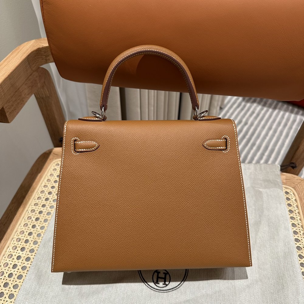 에르메스 켈리 25cm 골드 에프솜 실버 버클 핸드메이 001-283489
