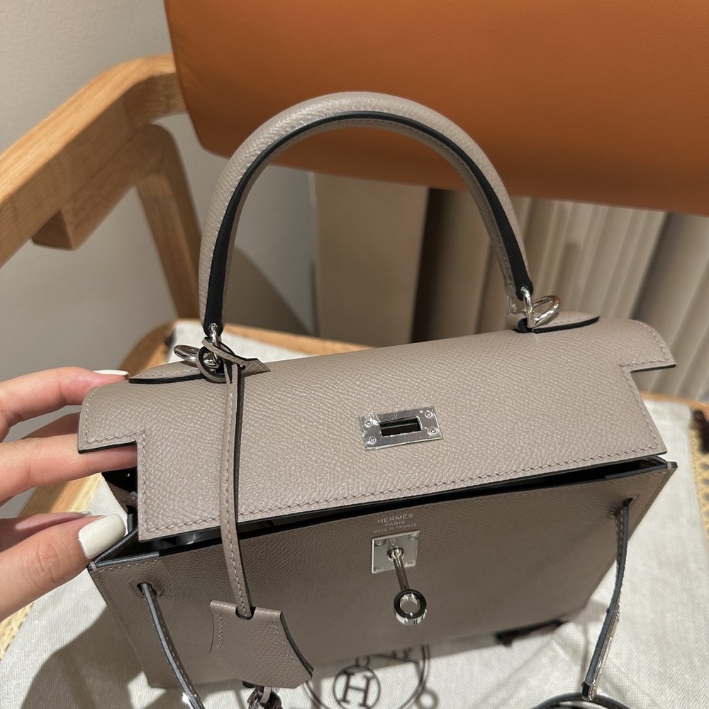 에르메스 켈리백 25cm 애쉬그레이 실버 버클 001-283498