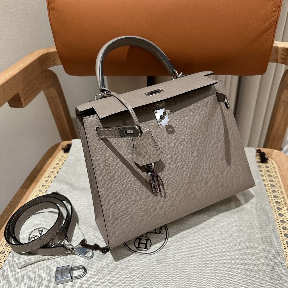 에르메스 켈리백 25cm 애쉬그레이 실버 버클 001-283498