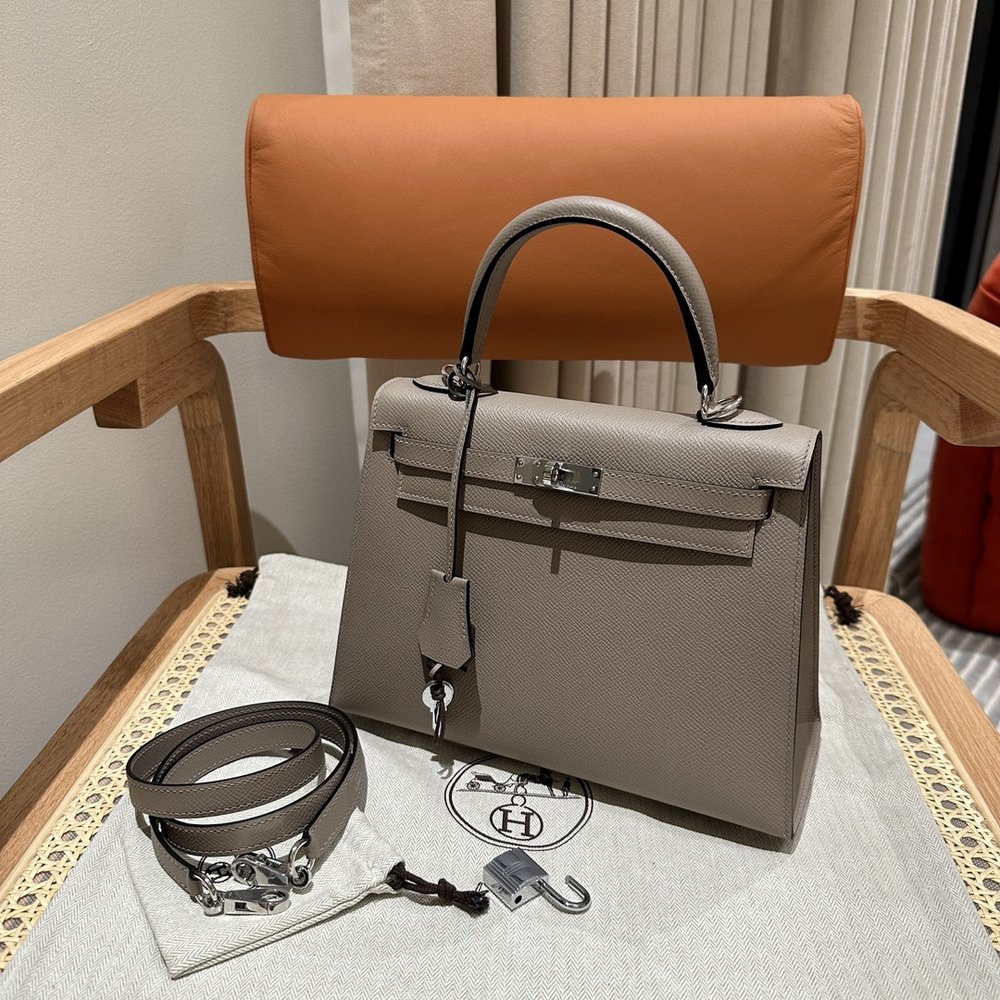 에르메스 켈리백 25cm 애쉬그레이 실버 버클 001-283498