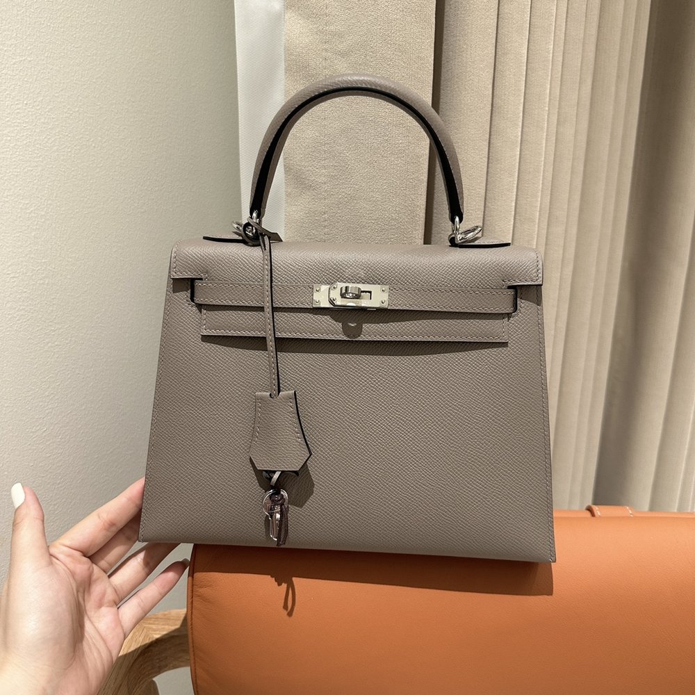 에르메스 켈리백 25cm 애쉬그레이 실버 버클 001-283498