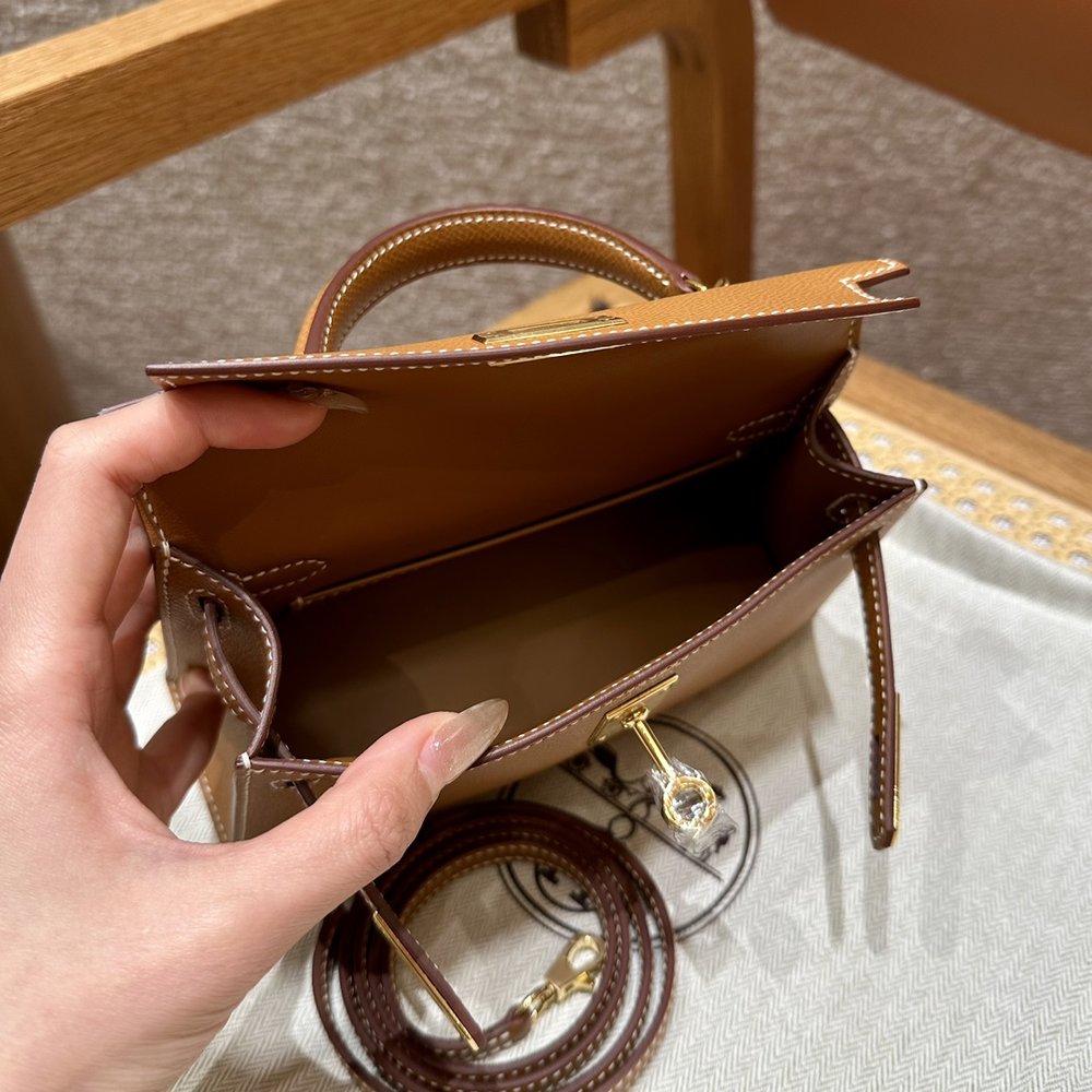 에르메스 미니 켈리 2세대 골드브라운 001-283503