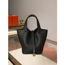 블랙 실버 버클 핸드메이드 버킷백 001-283507