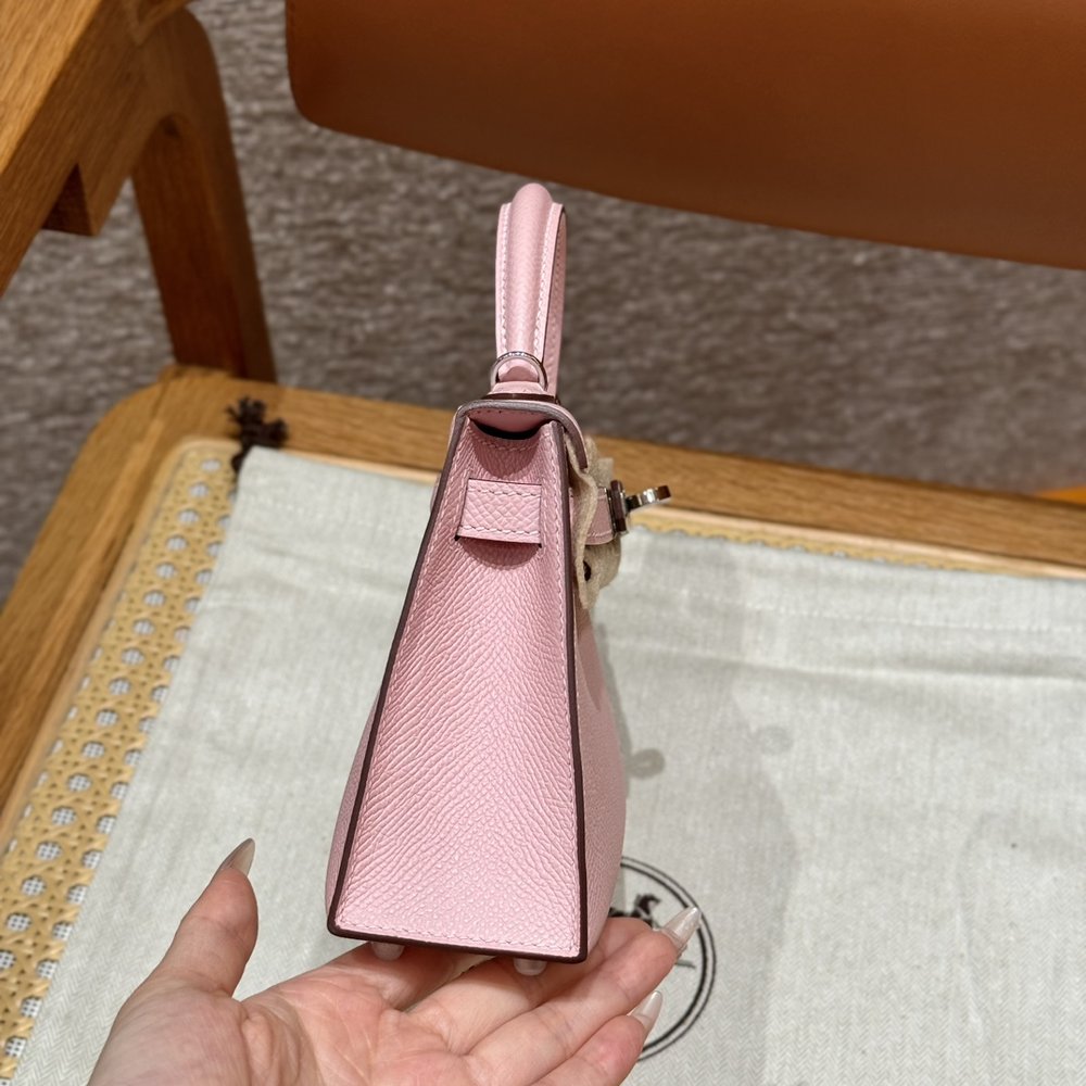 미니 켈리 2세대 3Q 핑크 실버 버클 핸드백 001-283510