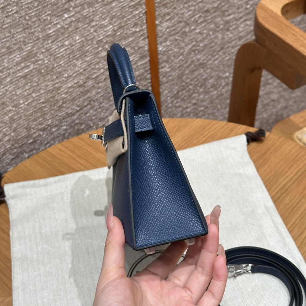 에르메스 미니 켈리 2세대 딥블루 실버 버클 핸드백 001-283520