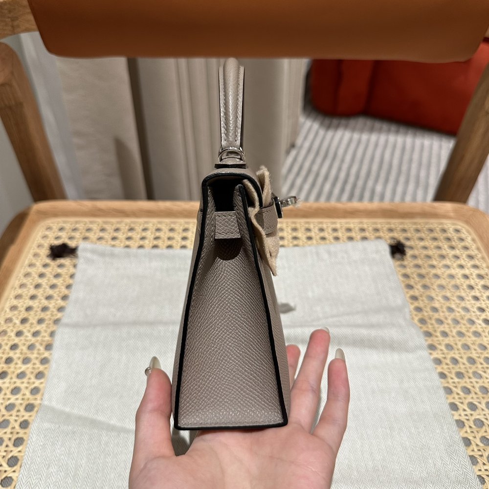 미니 켈리2 아스팔트 그레이 19cm 핸드메이드 백 001-283524