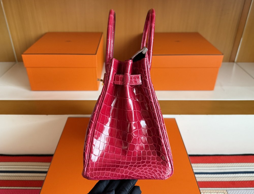 에르메스 BK30cm 복숭아색 악어가죽 골드 버클 백 001-283531