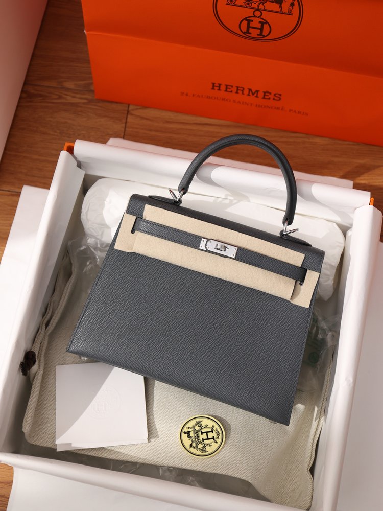 켈리백 25cm 실버 버클 Epsom 소가죽 핸드백 001-283552