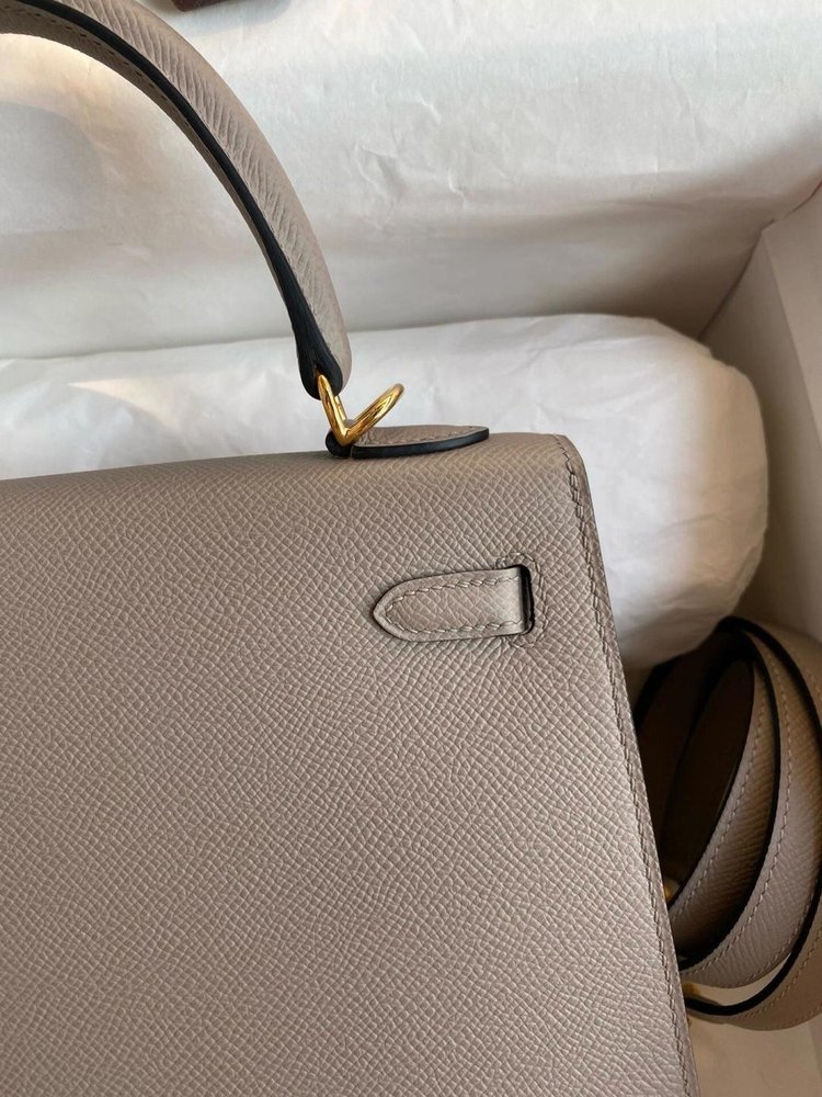 에르메스 켈리 25cm 역청회색 골드 버클 백 001-283553