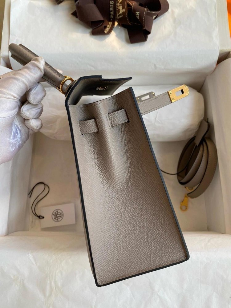 에르메스 켈리 25cm 역청회색 골드 버클 백 001-283553