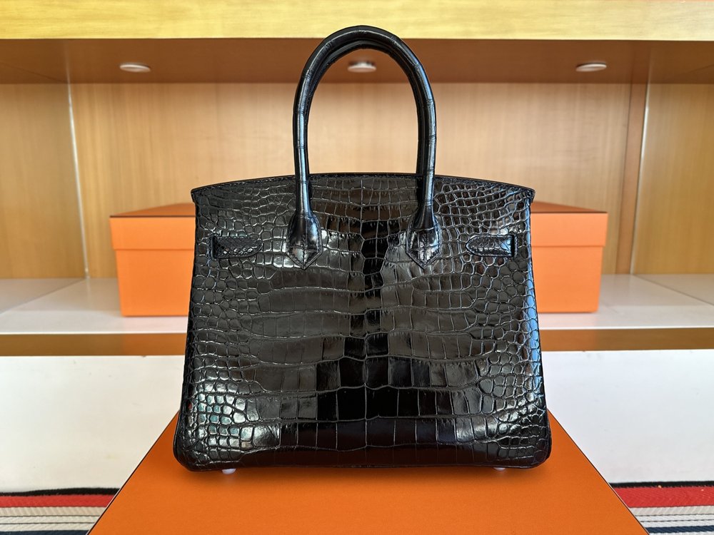에르메스 버킨 30cm 블랙 와일드 크로커다일 리버스 001-283575