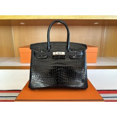 에르메스 버킨 30cm 블랙 와일드 크로커다일 리버스 001-283575