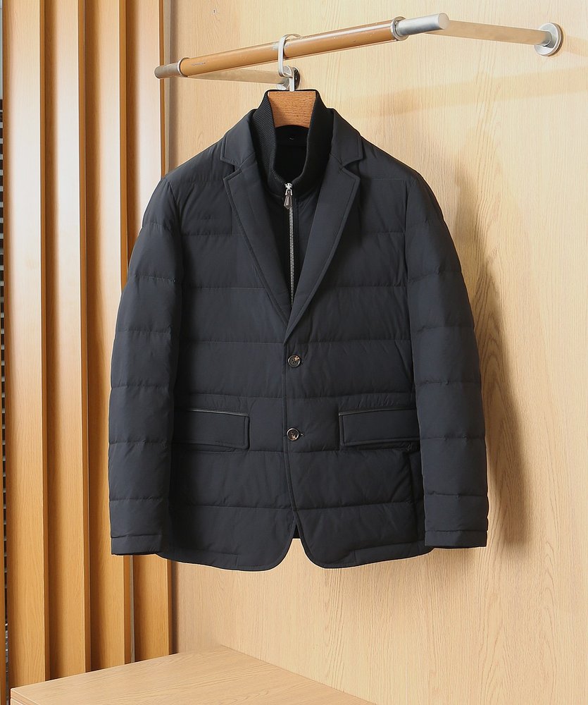 Loro Piana 스탠드칼라 가짜 투피스 다운 점퍼 001-283730