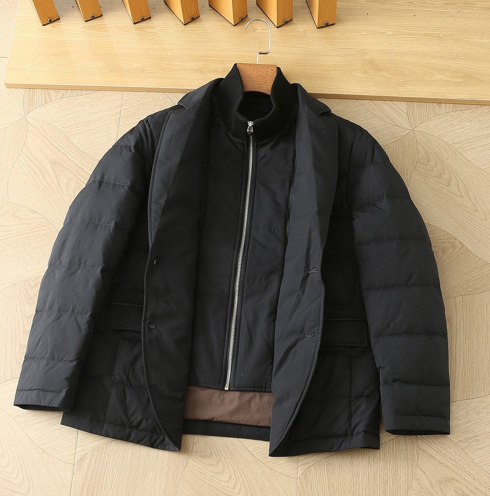 Loro Piana 스탠드칼라 가짜 투피스 다운 점퍼 001-283730