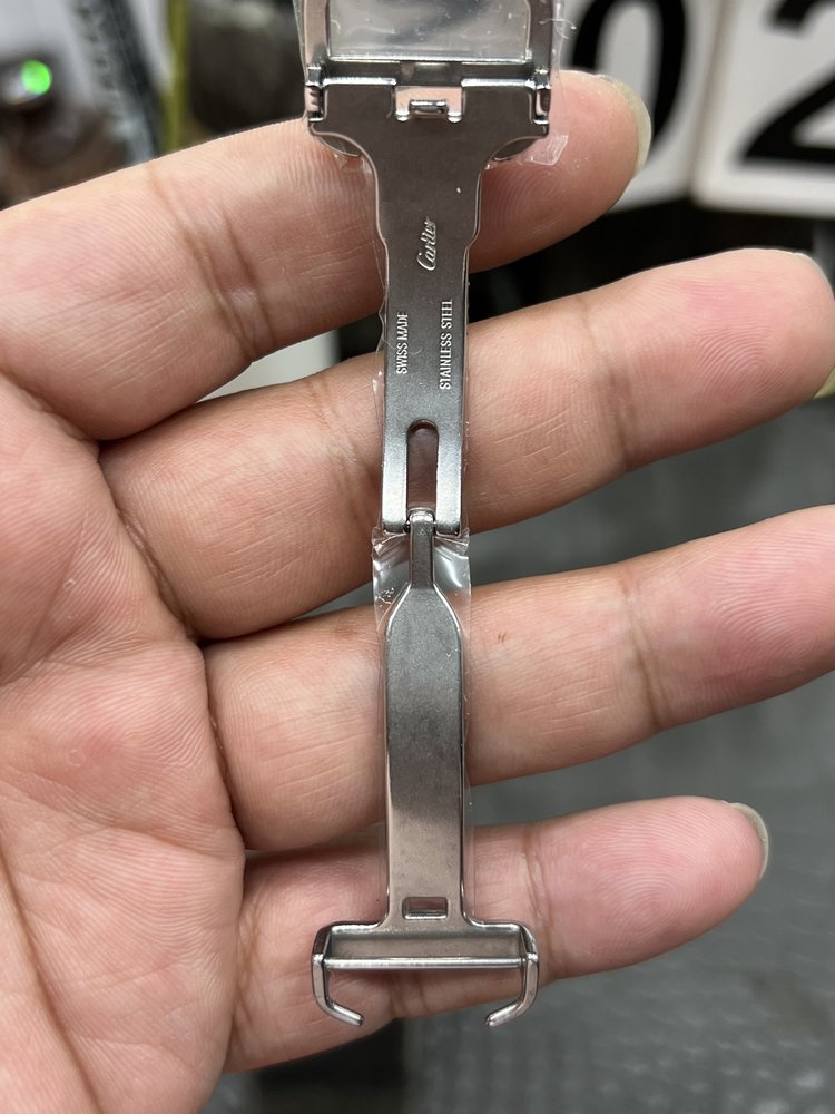 AF 까르띠에 발롱 블루 42mm 가죽 스트랩 화이트 001-284036