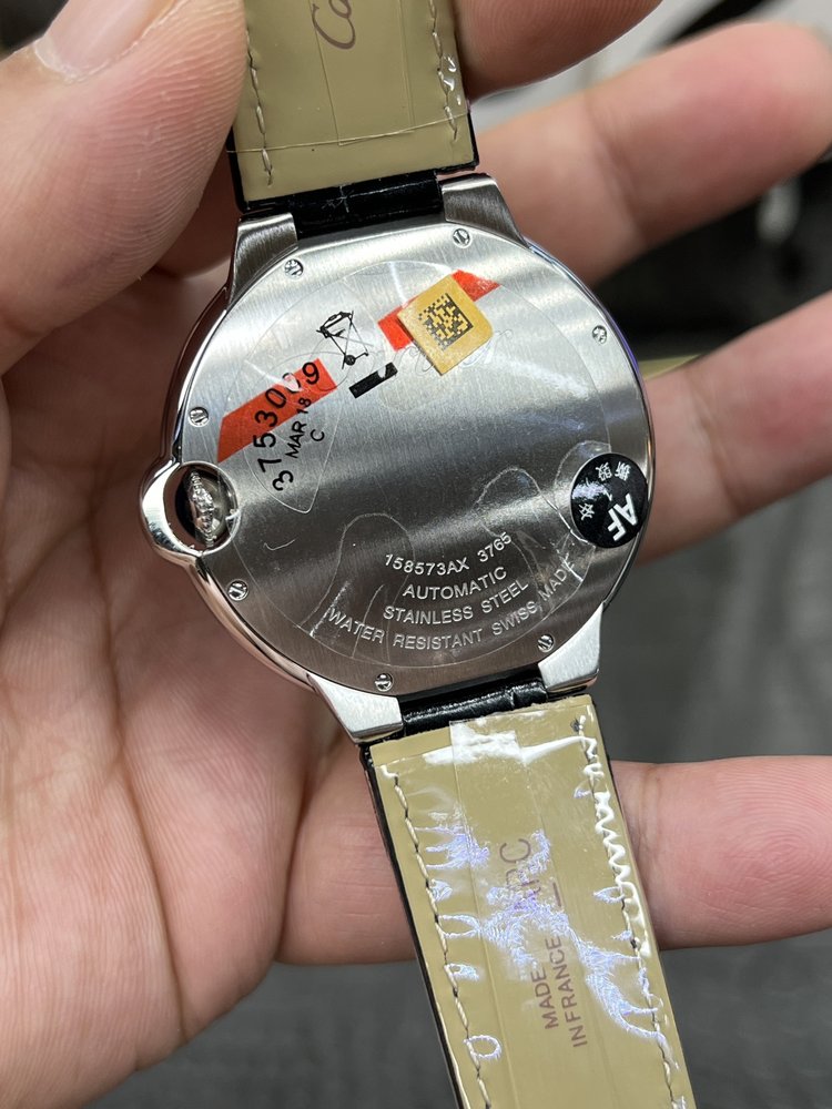 AF 까르띠에 발롱 블루 42mm 가죽 스트랩 화이트 001-284036
