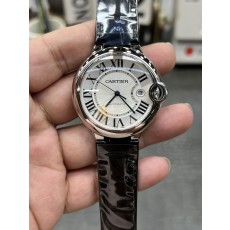 AF 까르띠에 발롱 블루 42mm 가죽 스트랩 화이트 001-284036