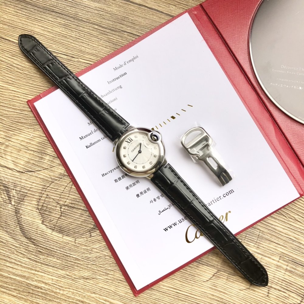 까르띠에 발롱 블루 석영 시계 33mm 001-284053