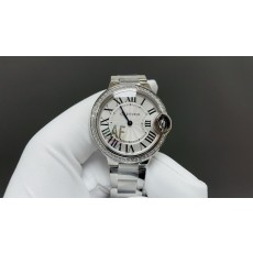 AF 카르티에 발롱블루 33mm 실버 케이스 다이아 스 001-284112