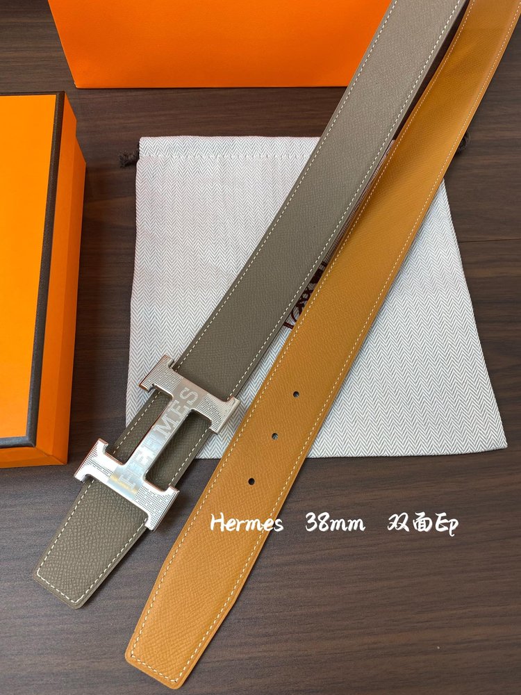 에르메스 양면 송아지 가죽 벨트 38mm 001-284122