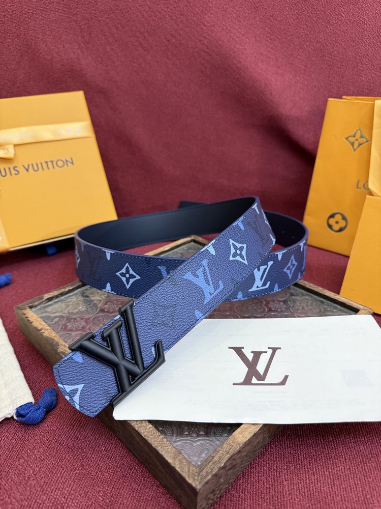 LV 정품 가죽 벨트 4.0cm 파란색/흰색 001-284174