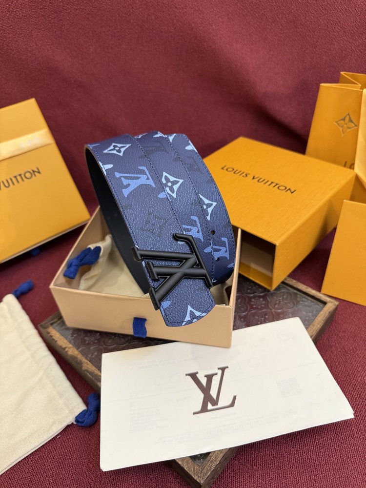 LV 정품 가죽 벨트 4.0cm 파란색/흰색 001-284174