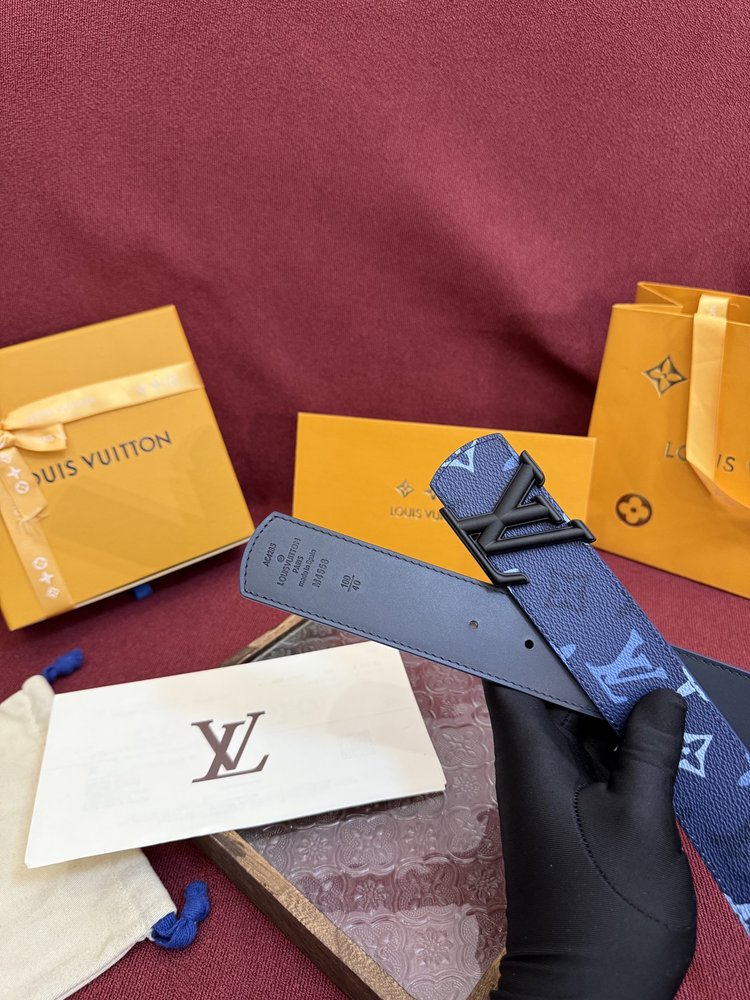 LV 정품 가죽 벨트 4.0cm 파란색/흰색 001-284174