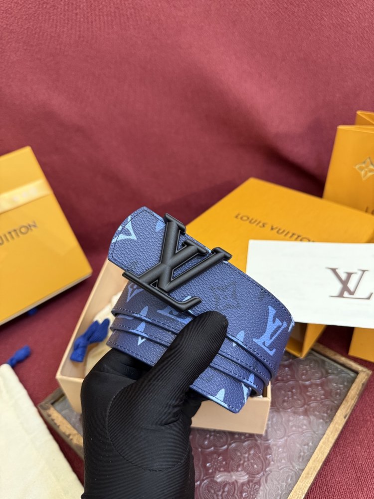 LV 정품 가죽 벨트 4.0cm 파란색/흰색 001-284174