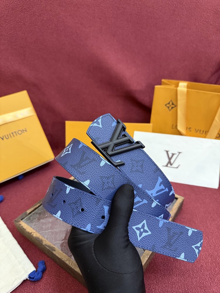 LV 정품 가죽 벨트 4.0cm 파란색/흰색 001-284174